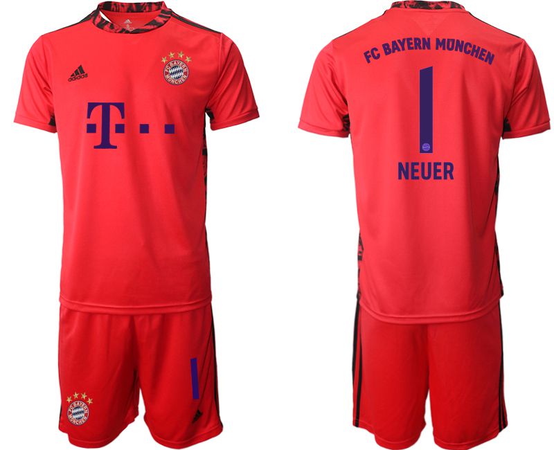 Men 2020-2021 club Bayern Munich red goalkeeper #1 Soccer Jerseys->bayern munich jersey->Soccer Club Jersey